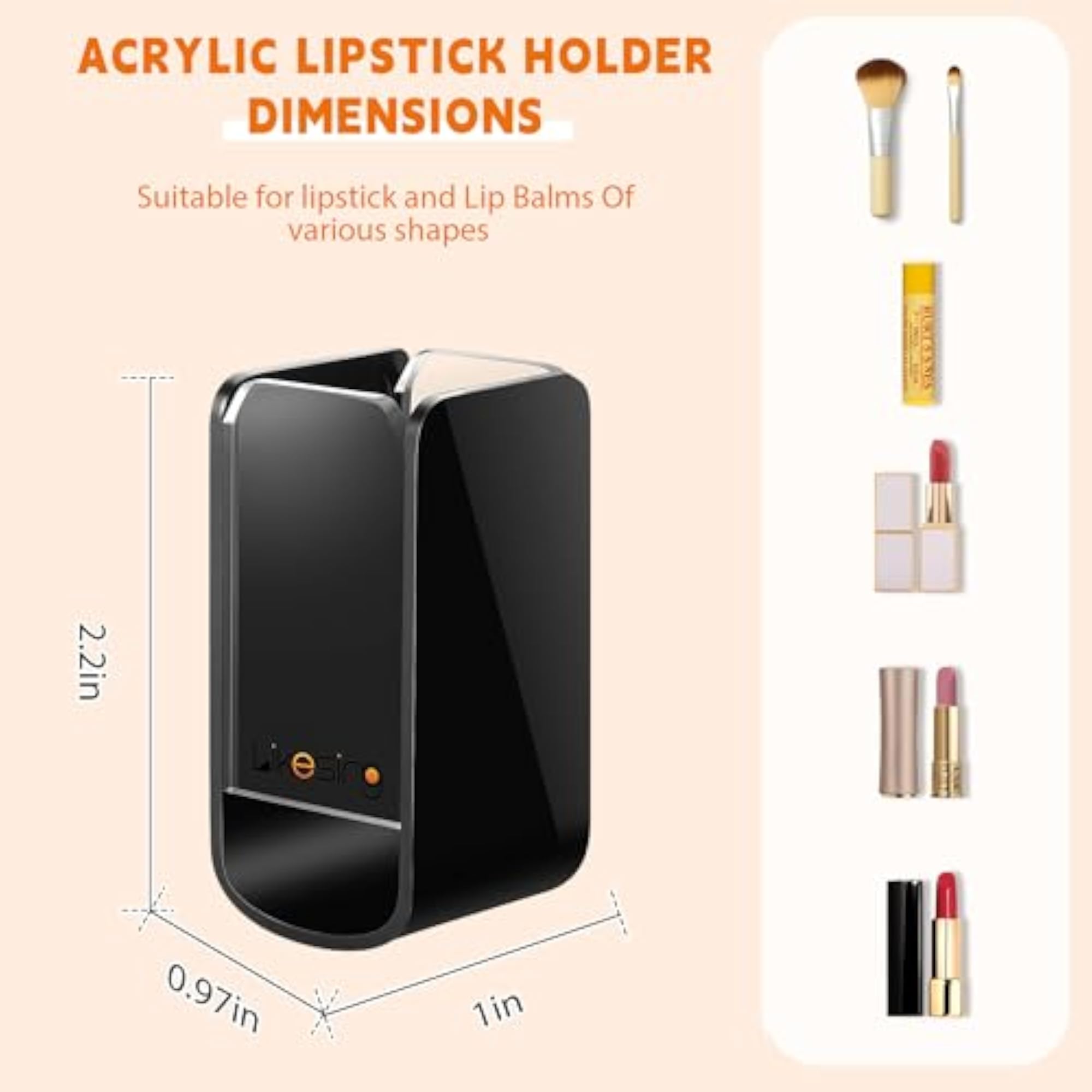 Black Acrylic Car Lipstick Holder Organizer Case